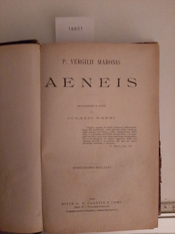 Aeneis - Publius Vergilii Maronis - Ed. Paravia Torino 1908 - immagine 2