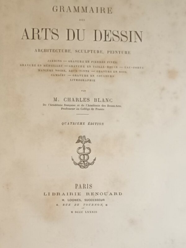 Grammaire Des Arts Du Dessin - M. Charles Blanc - Ed. Renouard Paris 1882