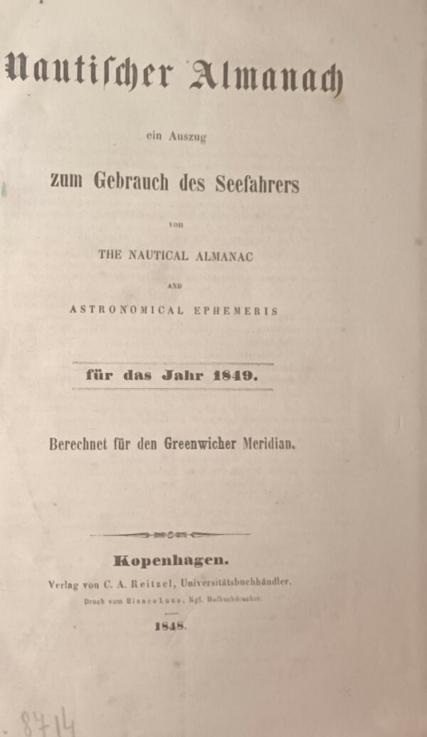 Nautischer Almanach Für 1849 - Autori Vari - Ed. Rejtzel Kopenhagen 1848 - immagine 2