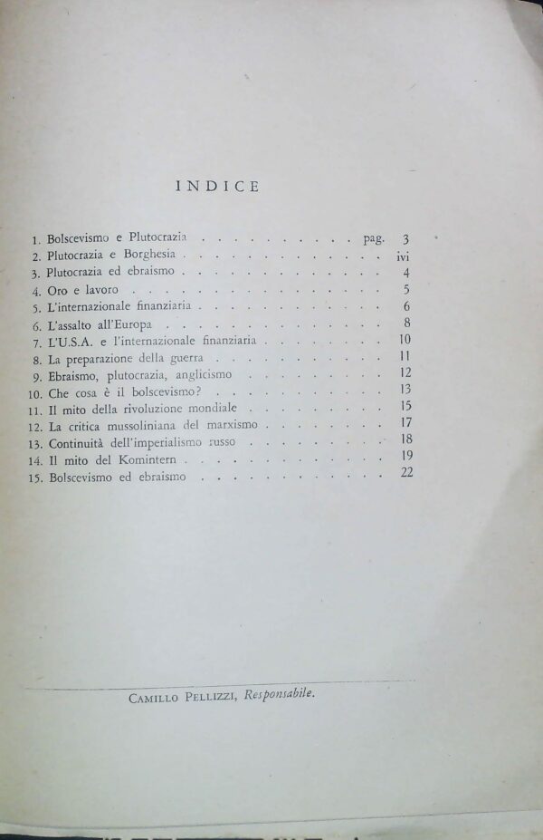 Plutocrazia E Bolscevismo - Autori Vari - Ed. I.N.C.F. Istituto Nazionale Di Cultura Fascista Roma 1942 - immagine 2