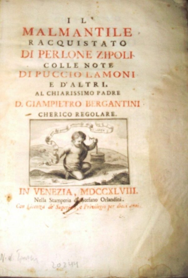 Il Malmantile Racquistato Di Perlone Zipoli - Lorenzo Lippi - Ed. Stefano Orlandini Venezia 1748