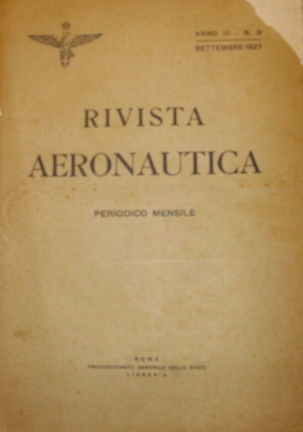 Aereonautica (Anno III-N°9) - Autori Vari - Ed. Provveditorato Generale Dello Stato Roma 1927