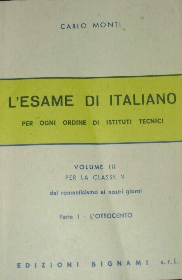 L'Esame Di italiano - Carlo Monti - Ed. Bignami 1996