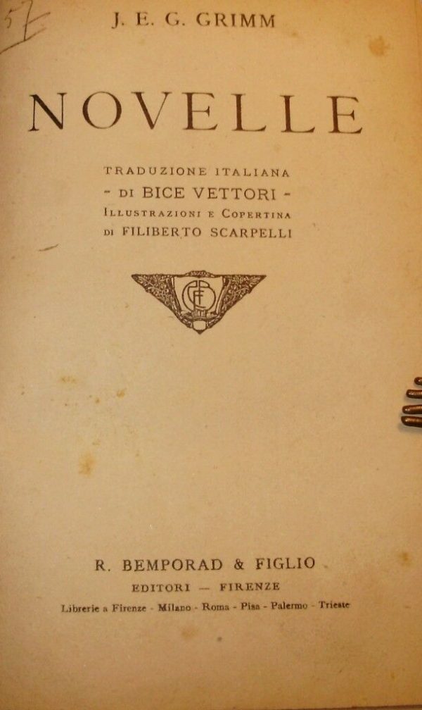 Novelle - Jakob E. G. Grimm - Ed. Bemporad Firenze 1920