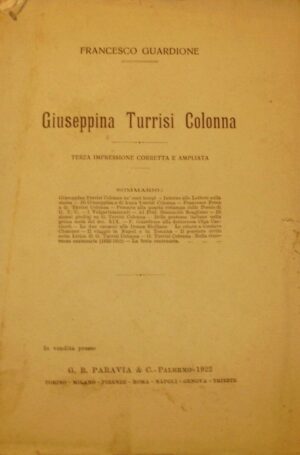 Giuseppina Turrisi Colonna - Francesco Guardione - Ed. Paravia Palermo 1922